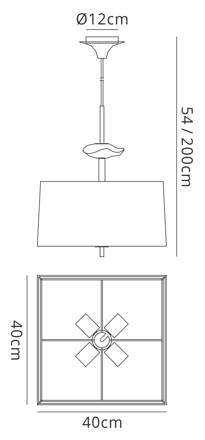 M0784AB/BS  Akira AB Square Pendant 4 Light